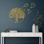 Wallity Tree And Birds 4 Escultura de pared dorada